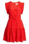 Eliza J Obi Gathered Tie Waist Dress In Red