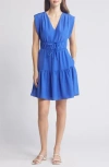 Eliza J Obi Gathered Tie Waist Dress In Cobalt