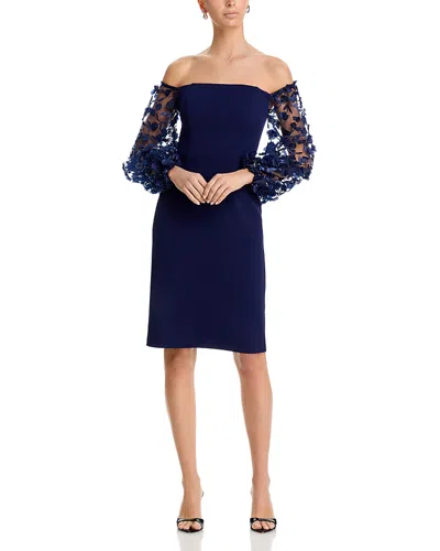 Eliza J Off The Shoulder Balloon Sleeve Cocktail Dress In Blue