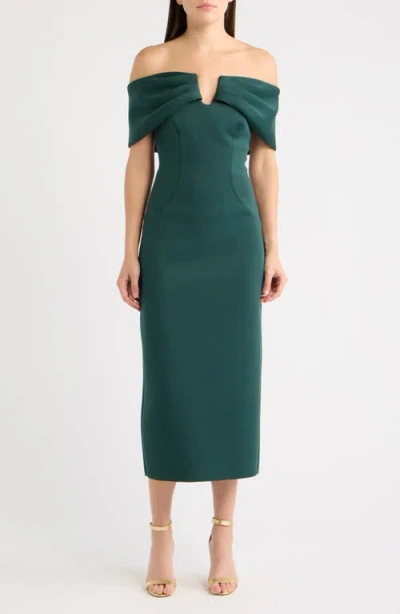 Eliza J Off The Shoulder Cocktail Dress In Green