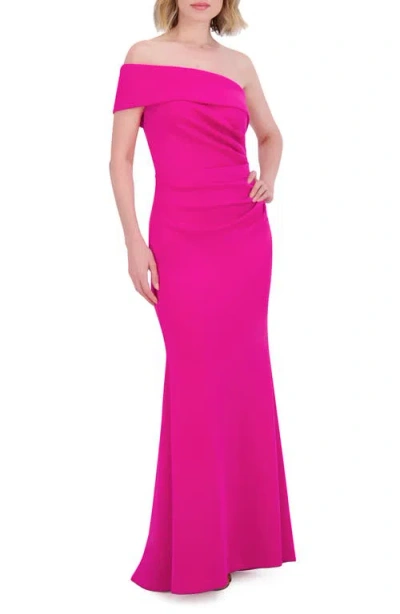 Eliza J Off The Shoulder Fit & Flare Gown In Lipstick