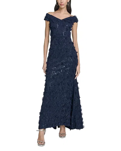 Eliza J Off The Shoulder Gown In Blue