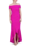Eliza J Women's Off-the-shoulder High-low Hem Gown In Fuchsia