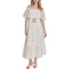 Eliza J Women's Cotton Off-the-shoulder Belted Midi Dress In White