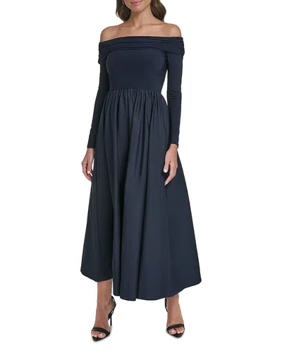Eliza J Off The Shoulder Twofer Midi Dress In Blue
