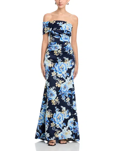 Eliza J One Shoulder Gown In Blue