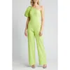 Eliza J One-shoulder Jumpsuit In Lime