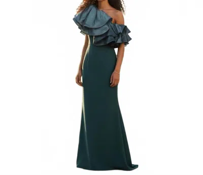 Eliza J One Shoulder Maxi Dress In Teal In Blue