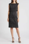 Eliza J Ottoman Popover Sheath Dress In Black