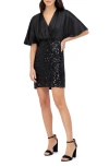 Eliza J Paillettes Sequin Embellished Cocktail Dress In Black