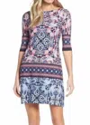 Eliza J Paisley Print Above Knee Jersey Dress In Pink In Pink