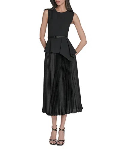 Eliza J Peplum Waist Midi Dress In Black