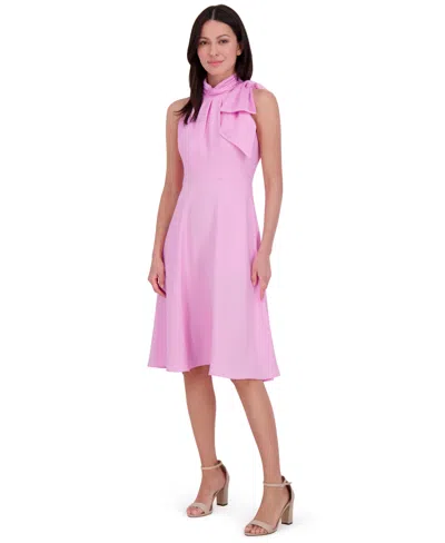 Eliza J Petite Bow Halter Midi Dress In Peony