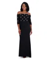 Eliza J Petite Embellished Off-the-shoulder Gown In Black