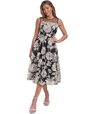 Eliza J Petite Jewel Neck Sleeveless Midi Dress In Multi