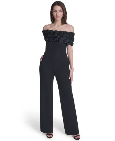 Eliza J Petite Off-the-shoulder Jumpsuit In Black
