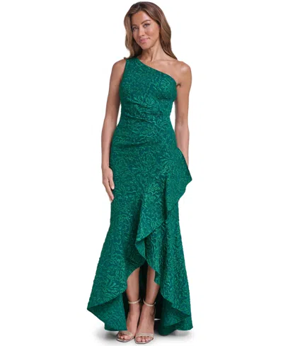 Eliza J Petite One-shoulder Sleeveless Gown In Animal Print