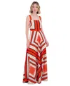 Eliza J Petite Printed Square-neck Sleeveless Dress In Multi