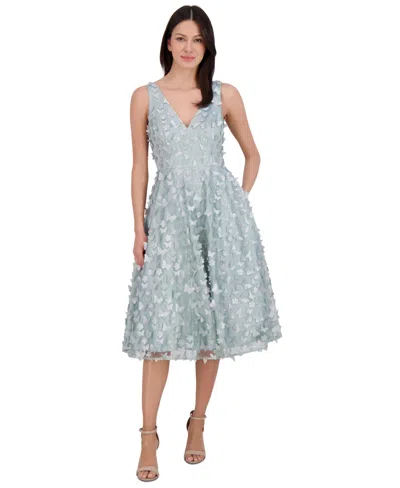 Eliza J Women's Butterfly Floral Embellished Fit & Flare Dress In Sage