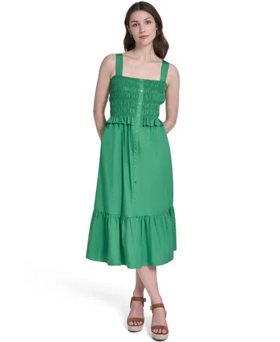 Eliza J Petite Square Neck Midi Dress In Green