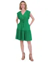 Eliza J Obi Gathered Tie Waist Dress In Med Green