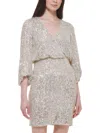 Eliza J Sequin Blouson Cocktail Dress In Silver