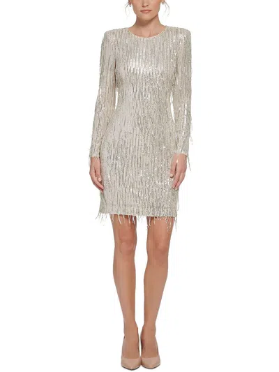 Eliza J Petites Womens Evening Mini Cocktail And Party Dress In Silver