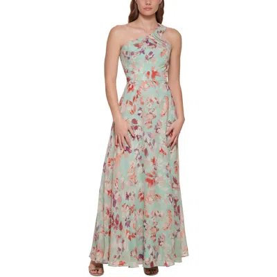 Eliza J Petites Womens Floral Print Chiffon Maxi Dress In Green