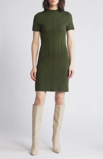 Eliza J Pintuck Fitted Sheath Dress In Olive