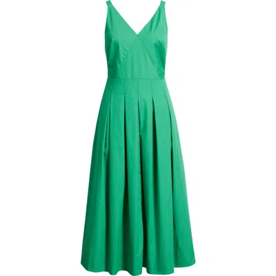 Eliza J Pleated Cotton Dress In Green