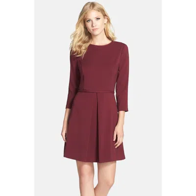Eliza J Pleated Crepe Fit & Flare Dress In Burgundy