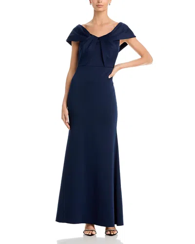 Eliza J Pleated Mermaid Gown In Blue