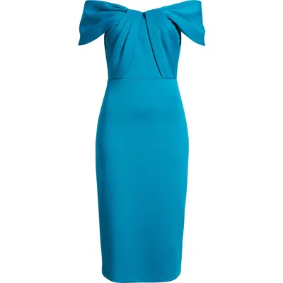 Eliza J Pleated Off The Shoulder Cocktail Dress In Blue