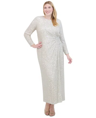 slim fit dress slacks Shiny V Neck Plus Size Long Sleeve Sequin Formal Evening Dress main image 1