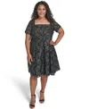 Eliza J Plus Size Fit And Flare Dress In Black