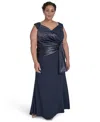 Eliza J Plus Size Mixed-media Scuba Crepe Sleeveless Gown