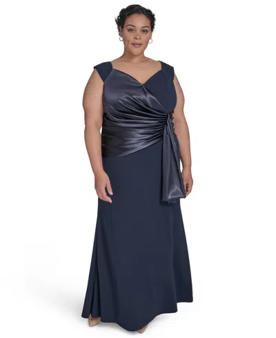 Eliza J Plus Size Mixed-media Scuba Crepe Sleeveless Gown