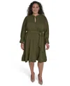 Eliza J Plus Size Pleated Chiffon Dress In Green