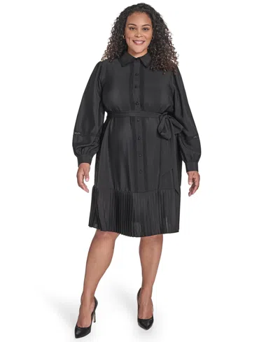 Eliza J Plus Size Pleated Short Shirtdress In Multi