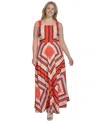 Eliza J Plus Size Printed Square-neck Maxi Dress