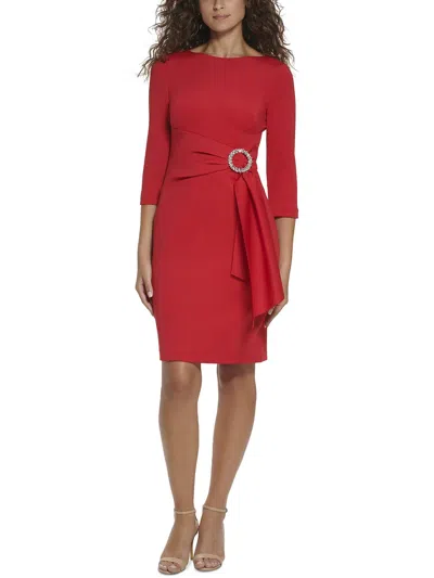 Eliza J Plus Womens Embellished Polyester Cocktail And Party Dress In Red