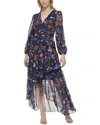 Eliza J Printed Chiffon Midi Dress In Multi