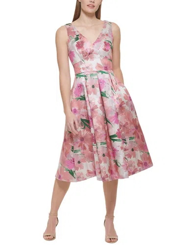 ELIZA J PRINTED JACQUARD MIDI DRESS