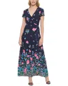 Eliza J Floral Print Faux Wrap Maxi Dress In Multi