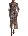 Eliza J Printed Metallic Clip Chiffon Maxi Dress In Pink