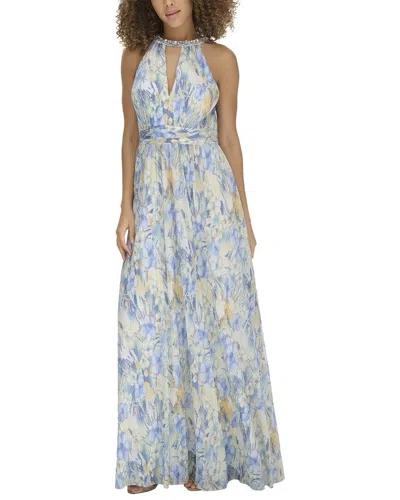 Eliza J Printed Metallic Gown In Multi