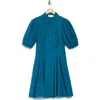 Eliza J Puff Sleeve Cotton Shirtdress In Blue