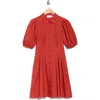 Eliza J Puff Sleeve Cotton Shirtdress In Brown