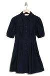 Eliza J Puff Sleeve Cotton Shirtdress In Navy