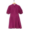 Eliza J Puff Sleeve Cotton Shirtdress In Purple